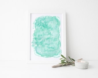 Strength and Dignity Art Print- Proverbs 31:25 Art Print- Watercolor Art Print- Wall Art- Home Decor Art