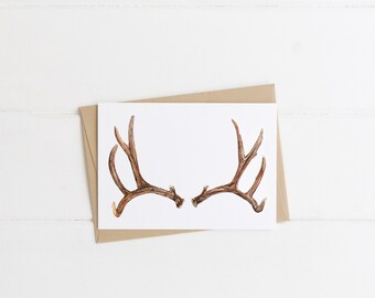 Antler Card - Deer Antler Greeting Card - Watercolor Antler Greeting Card - Hunting Card