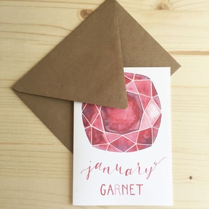 January Garnet Card, Birthstone Card, Garnet Card image 1