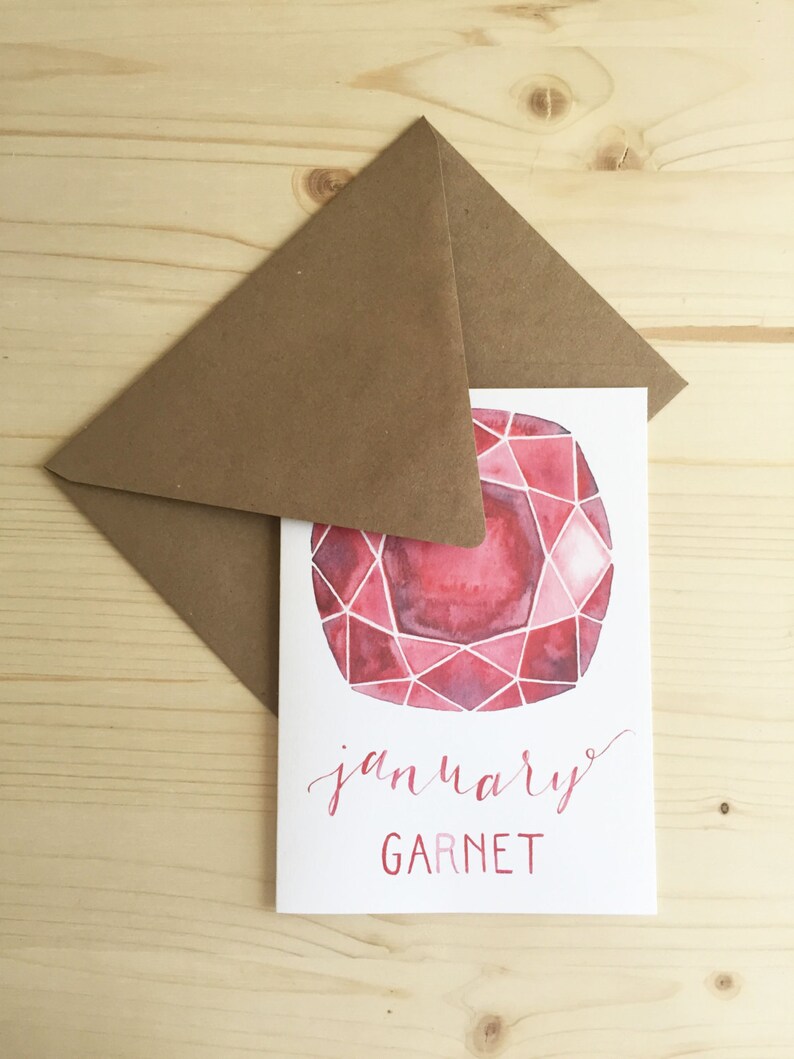 January Garnet Card, Birthstone Card, Garnet Card image 1