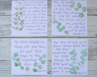 Hope Scripture Cards - Scripture Card Set - Watercolor Eucalyptus Design