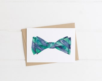 Bow Tie Greeting Card - Bow Tie Card - Watercolor Bow Tie Card - Masculine Greeting Card