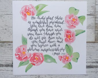 Watercolor Scripture Cards - Joy Scripture Card Set - Hand Painted Scripture Cards - Hand Lettered Joy Scripture Cards
