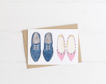 Shoe Card- Anniversary Card- Pair of Shoes Card- Love Card- His & Her Card