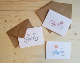 Bike Trio Folded Greeting Cards Set