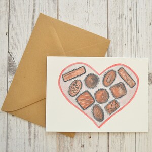 Valentine&#39;s Day Card - Box of Chocolates - Watercolor Valentine&#39;s Day Card - Watercolor Greeting Card