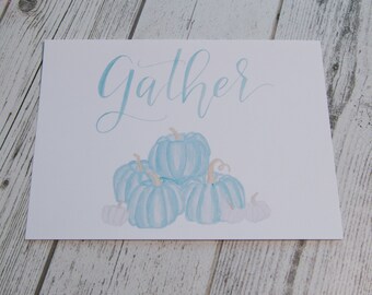 Gather Art Print - Watercolor Pumpkin Art Print - Watercolor Art Print