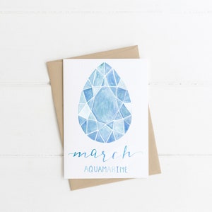 March Card Aquamarine Card Birthstone Card March Birthstone Card March Birthday Card Aquamarine Gemstone Card Gemstone Card image 1