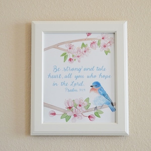 Scripture Wall Art - Bible Verse Wall Art - Scripture Art Print - Watercolor Art Print - Bluebird Art Print