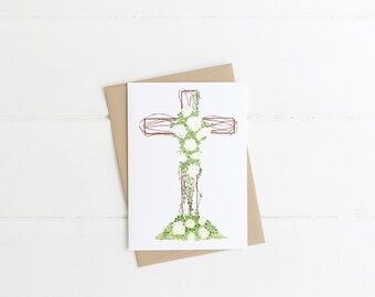 Cross Greeting Card - Watercolor Cross Card - Easter Greeting Card - Religious Greeting Card