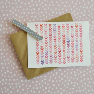 Hearts Valentine&#39;s Day Card, Watercolor Card, To My Valentine Card, Happy Valentine&#39;s Day Card