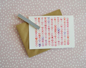 Hearts Valentine's Day Card, Watercolor Card, To My Valentine Card, Happy Valentine's Day Card