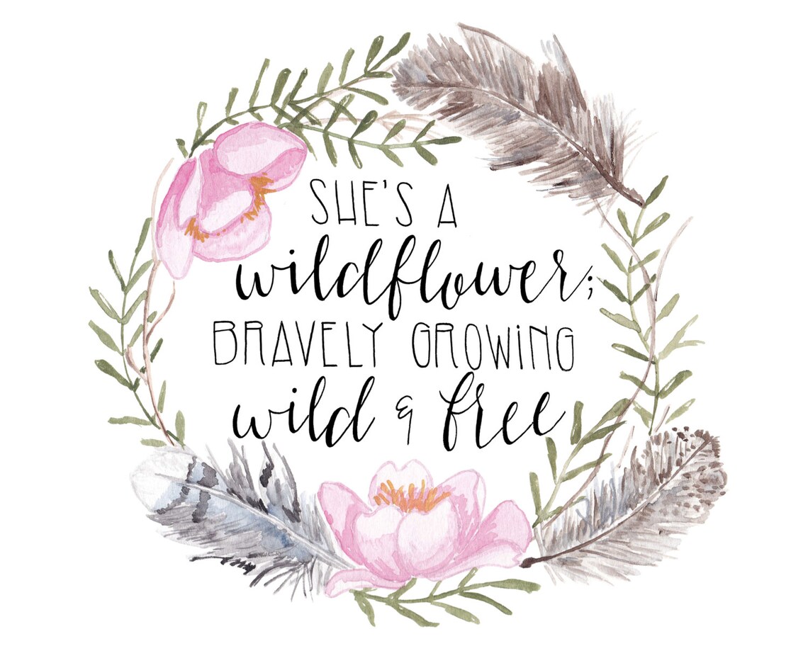 Boho Art Print She's a Wildflower Art Print Boho Inspired Wall Art ...