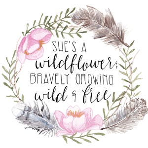Boho Art Print She's a Wildflower Art Print Boho Inspired Wall Art ...