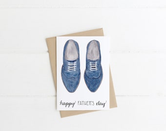 Father's Day Card - Happy Father's Day Card - Father Greeting Card - Watercolor Father's Day Card - Father's Day Shoe Card - Dad Card