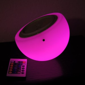 Light Music RGB LED Lamp Mini - Moon 6" - Sound-Activated Device Connects Colors and Music, IR Remote, Wireless charging, battery operation
