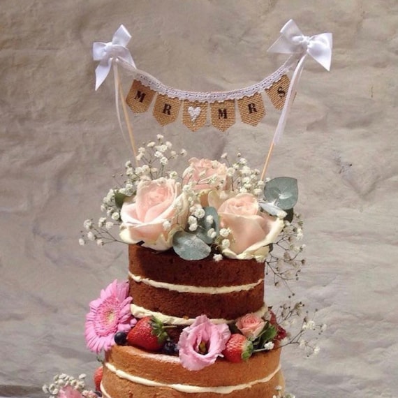 Mr And Mrs Hessian And Lace Wedding Cake Topper Is The Wedding Etsy
