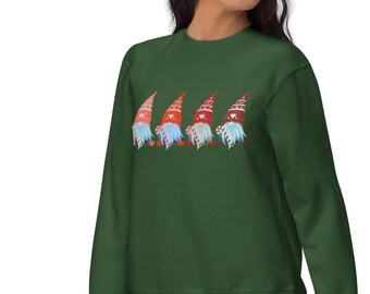 Christmas Gnome Candy Cane Sweatshirt Cute Gradient Gnome Women's Shirt Tomte Nisse Scandinavian Elf