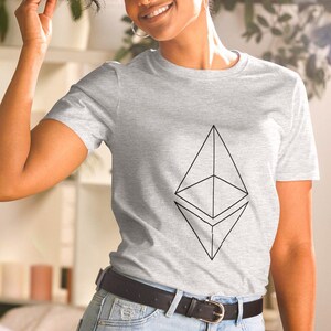 Camiseta unisex de manga corta con el logotipo grande de Ethereum y criptomonedas ETH
