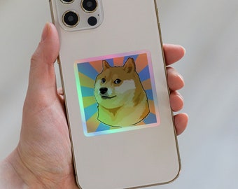 Doge Dogecoin criptografía holográfica Pegatina