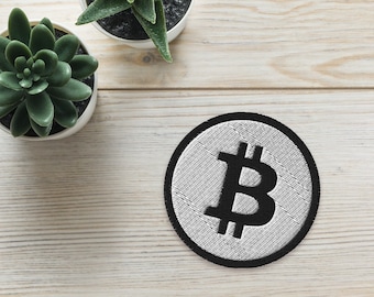 Bitcoin Black and White Monochrome Embroidered Patch