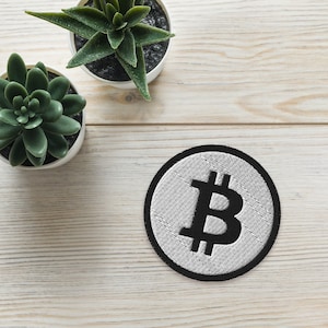Bitcoin Black and White Monochrome Embroidered Patch