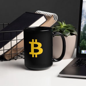 Bitcoin BTC Schwarze Krypto-Statement-Tasse