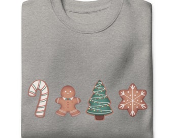 Cute Christmas Cookies Holiday Sweatshirt Gingerbread Sugar Cookie Candy Cane Top
