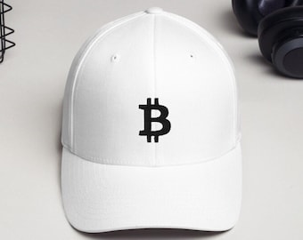 Bitcoin Black or White Logo FlexFit Crypto Hat BTC Cap  2 Colors