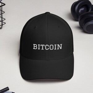 BITCOIN College Style Structured FlexFit Cryptocurrency Twill Cap