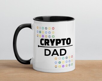 Crypto Dad Mug with Color Inside Fathers Day Cryptocurrency Gift Bitcoin Mug - 4 colors