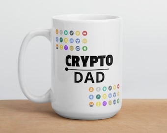 Crypto Dad 15 oz - Father's Day Cryptocurrency Gift Bitcoin Altcoins Mug