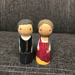 Renaissane Koshehi Set, Wedding Cake Topper, Midieval Couple,  Peg doll set OOAK