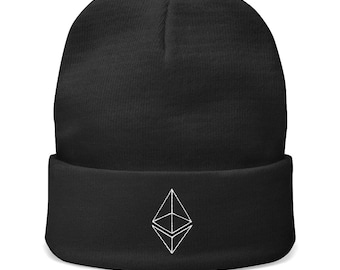 Bonnet à logo minimaliste ETH Ethereum, bonnet d'hiver crypté, tuque