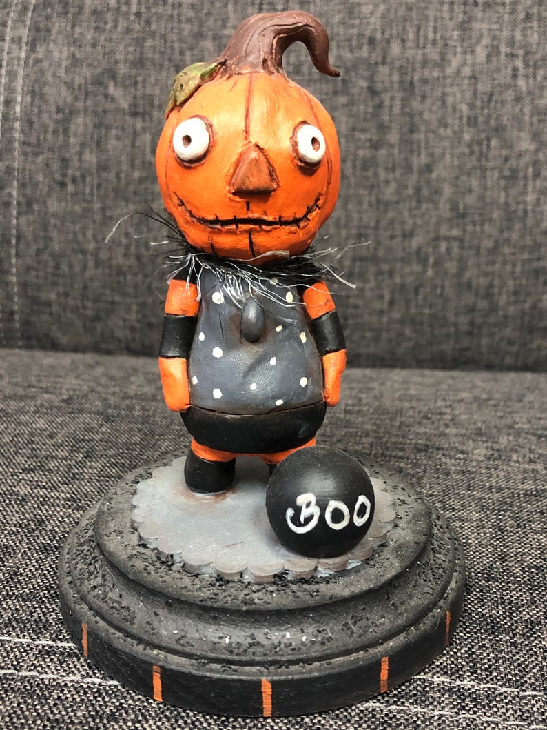 Pumpkinhead Original Art Doll OOAK Halloween Folk Art Doll Etsy
