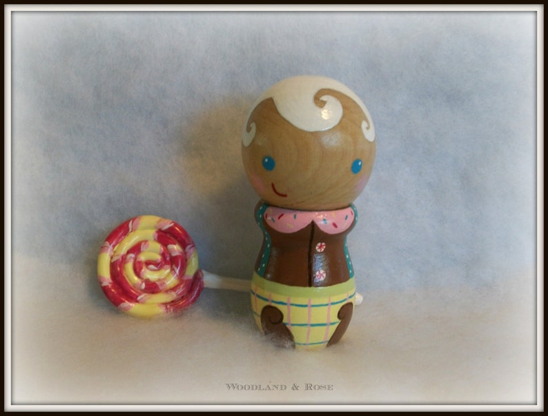 Lil Bobby Mint Candyland Series OOAK Collectible Kokeshi Doll image 1