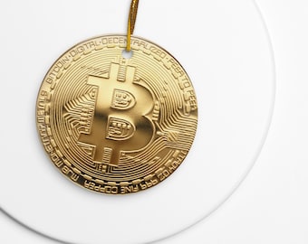 Bitcoin Ceramic Holiday Christmas Ornaments Decoration Hanging Pendant Two Sided - Not Actual Coin