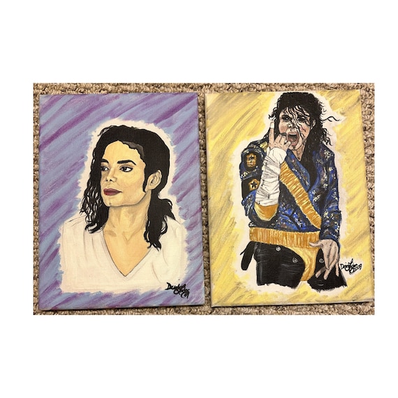 MJ Concert Portraits Canvas 2 Paintings Michael Jackson Art