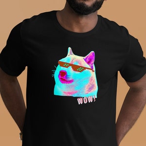 DOGE SUPERMOOON Dogecoin Sunglasses Short-Sleeve Unisex Cryptocurrency T-Shirt