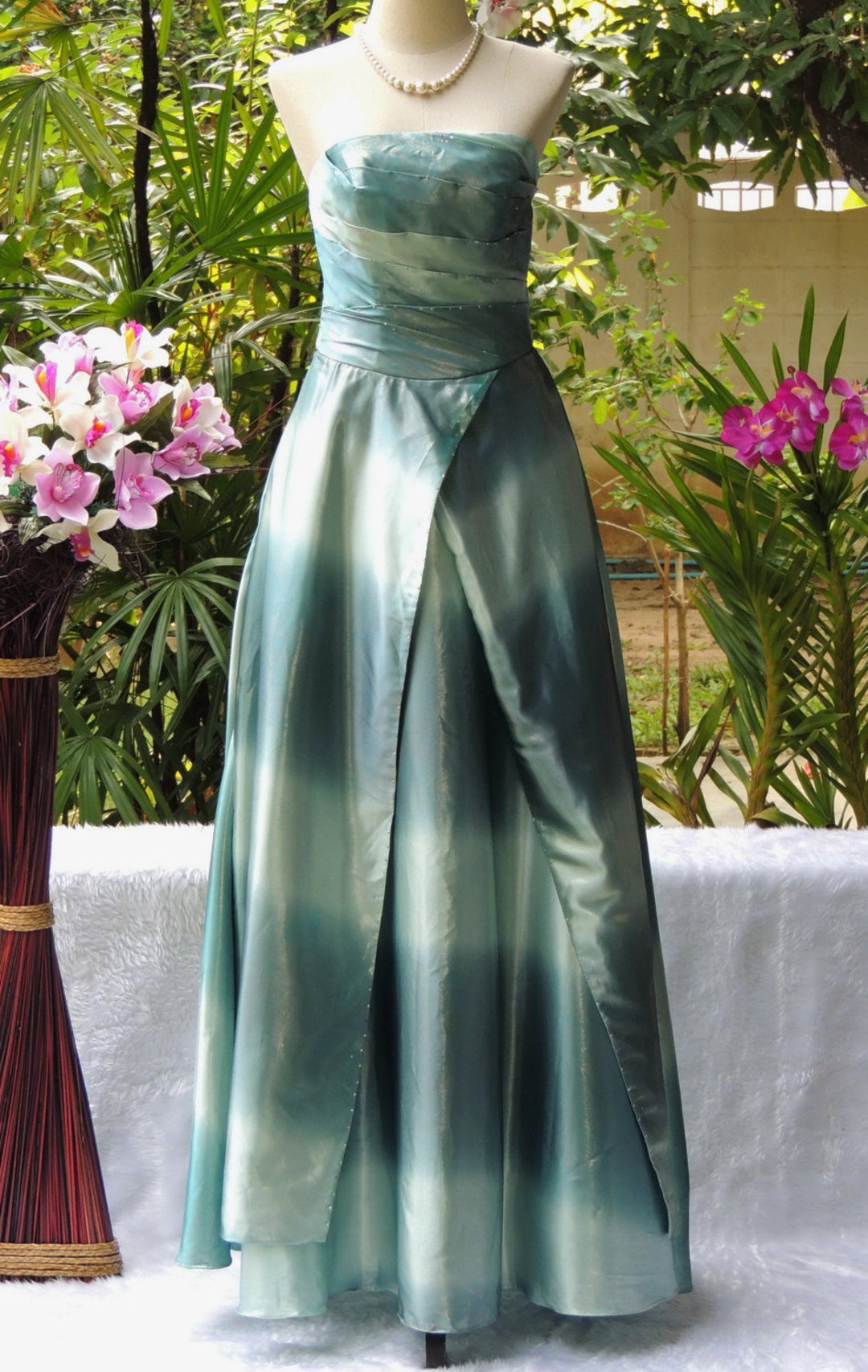Mellow Greens Japanese Silk Gown Vintage Dress Sensual - Etsy