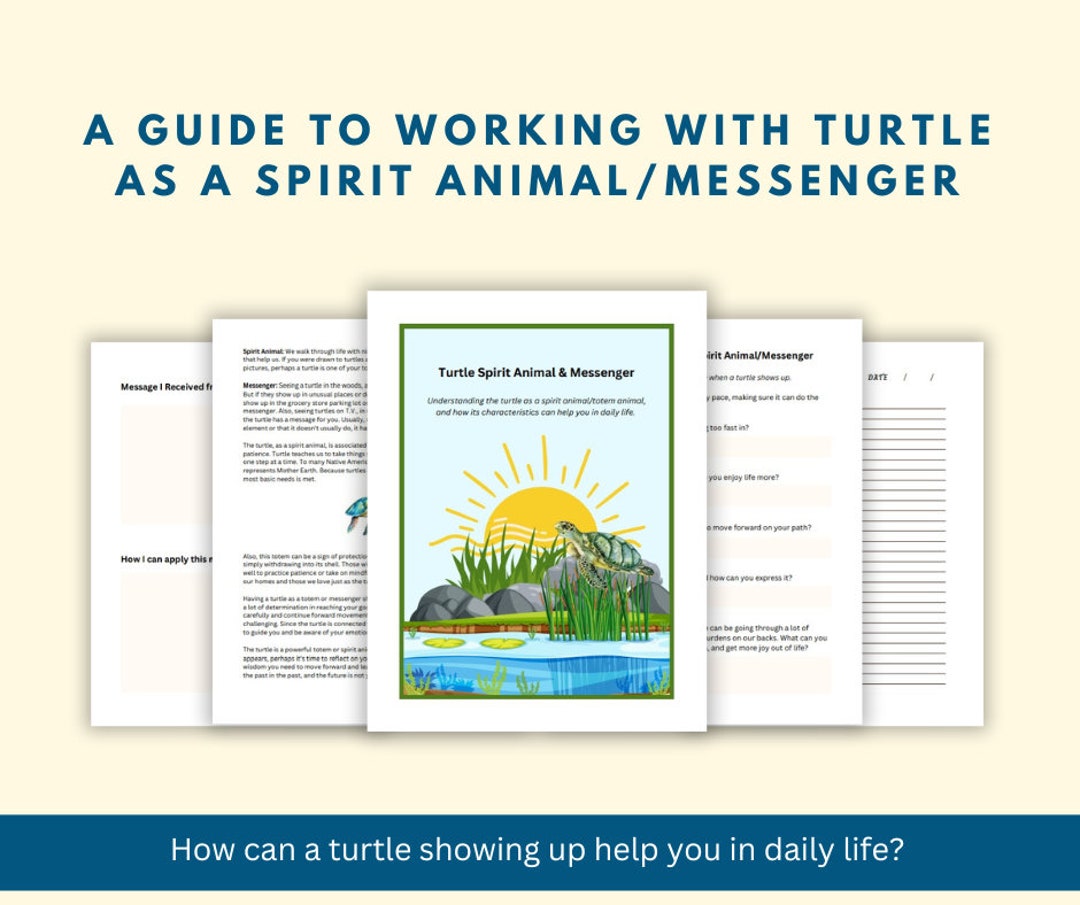 Printable Turtle Spirit Animal Meaning of Totem Animal Worksheets - Etsy