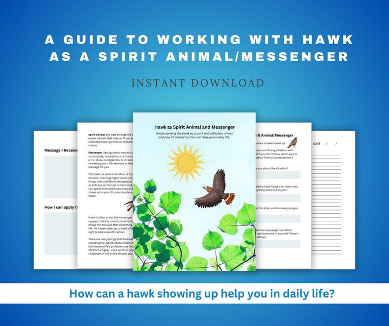 Spirit Animal Guide Meaning of Hawk Totem Animal Printable Etsy