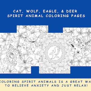 Spirit Animal Coloring Pages Cat Wolf Eagle Deer Totem Animals Printable Coloring Pages