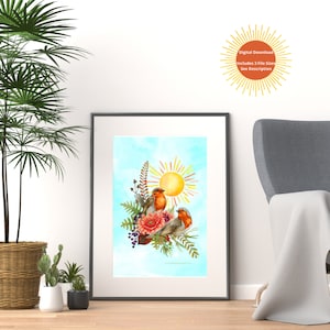 Spring Robin Printable Wall Art Nature Print Animal Print Robin Print Robin Art Print Garden Birds