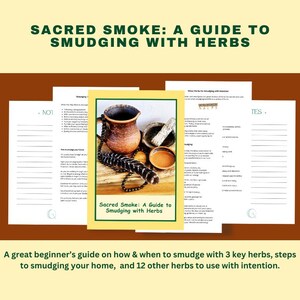 Sacred Smoke: A Guide to Smudging with Herbs -Smudging, Smudge your Home, Energy Clearing, House Cleansing, Spiritual Worksheets