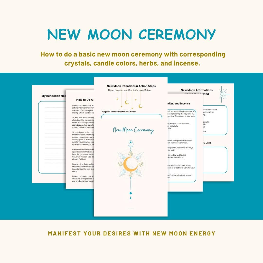 New Moon Ritual Fillable Form New Moon Ceremony Guide- Moon Ritual Worksheets, Moon Magic ...