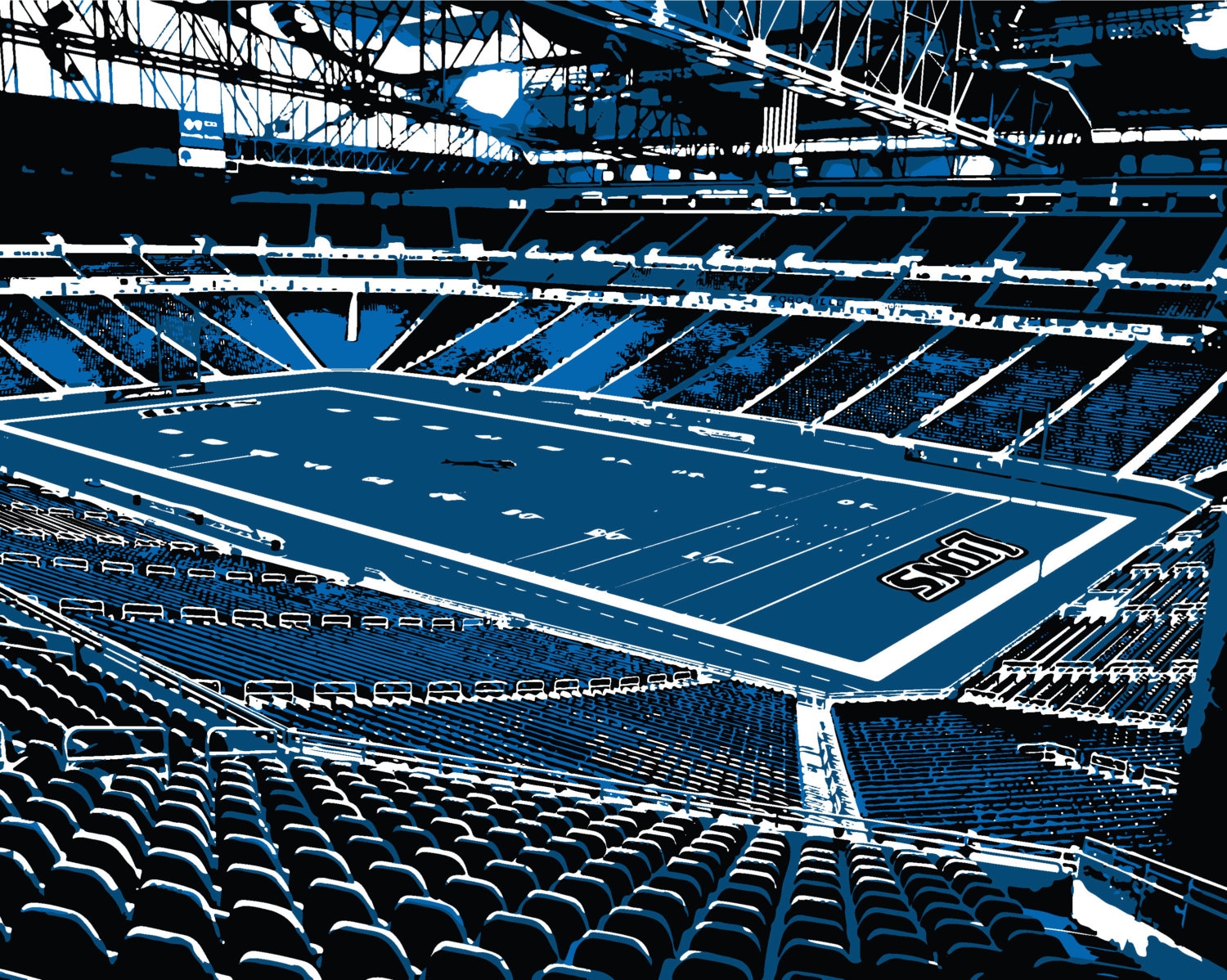 Detroit football stadium art Ford Field Detroit Michigan | Etsy