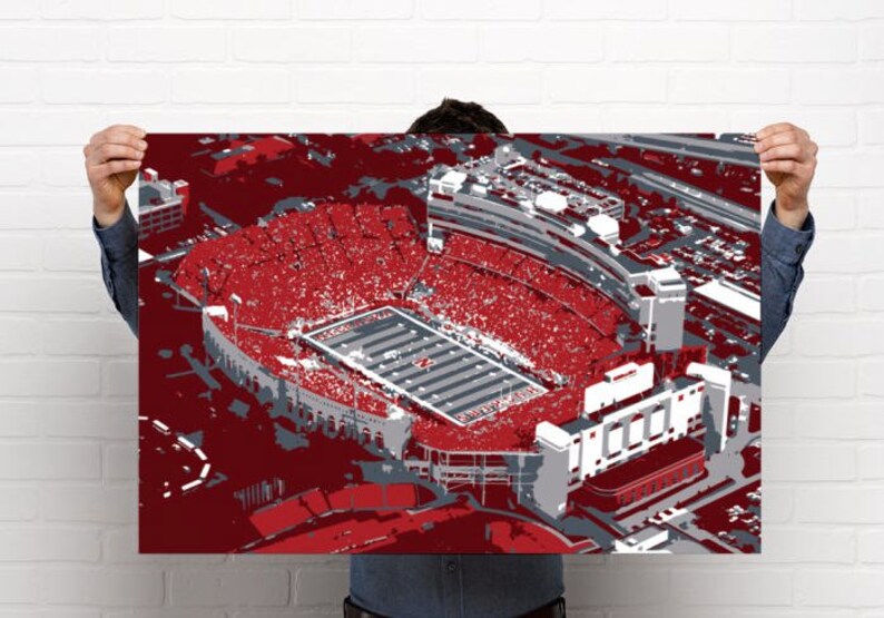 University of Nebraska Stadium Art Canvas Cornhuskers Etsy