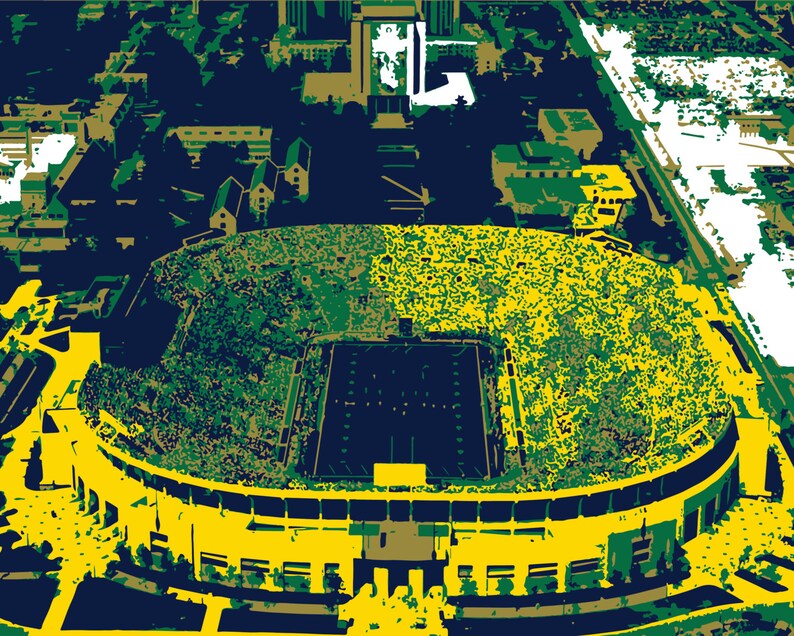 University of Notre Dame Football Art Vintage Canvas Etsy