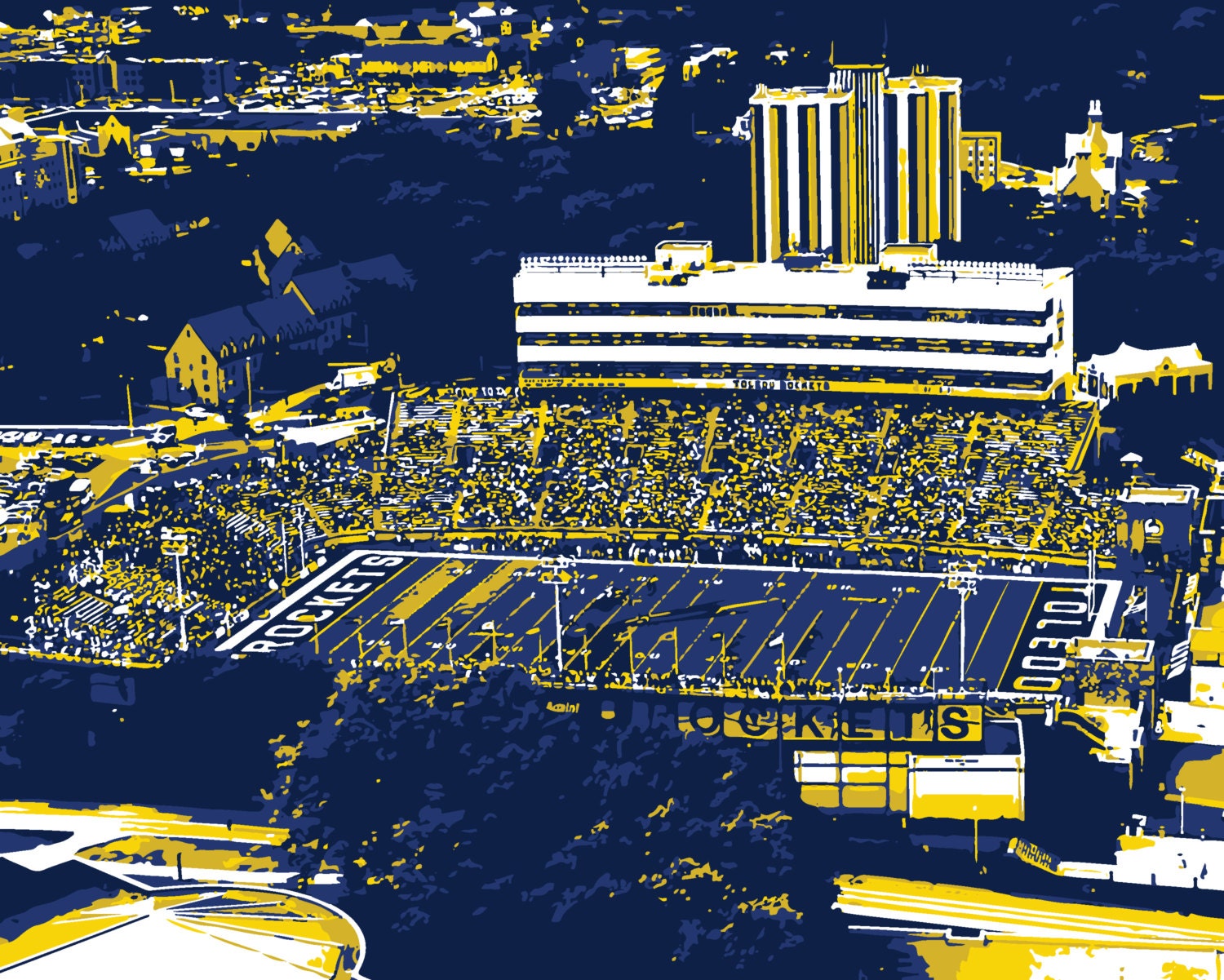 University of Toledo Glass Bowl Football Stadium Print Canvas Etsy